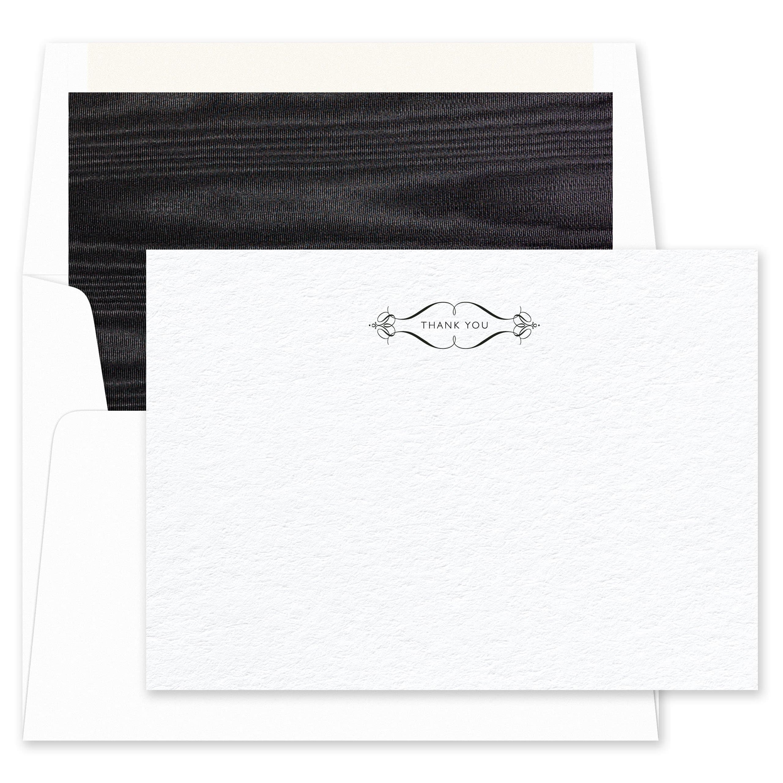 Checkerboard Elate Thank You Note Cards with Hand Lined Envelopes, White