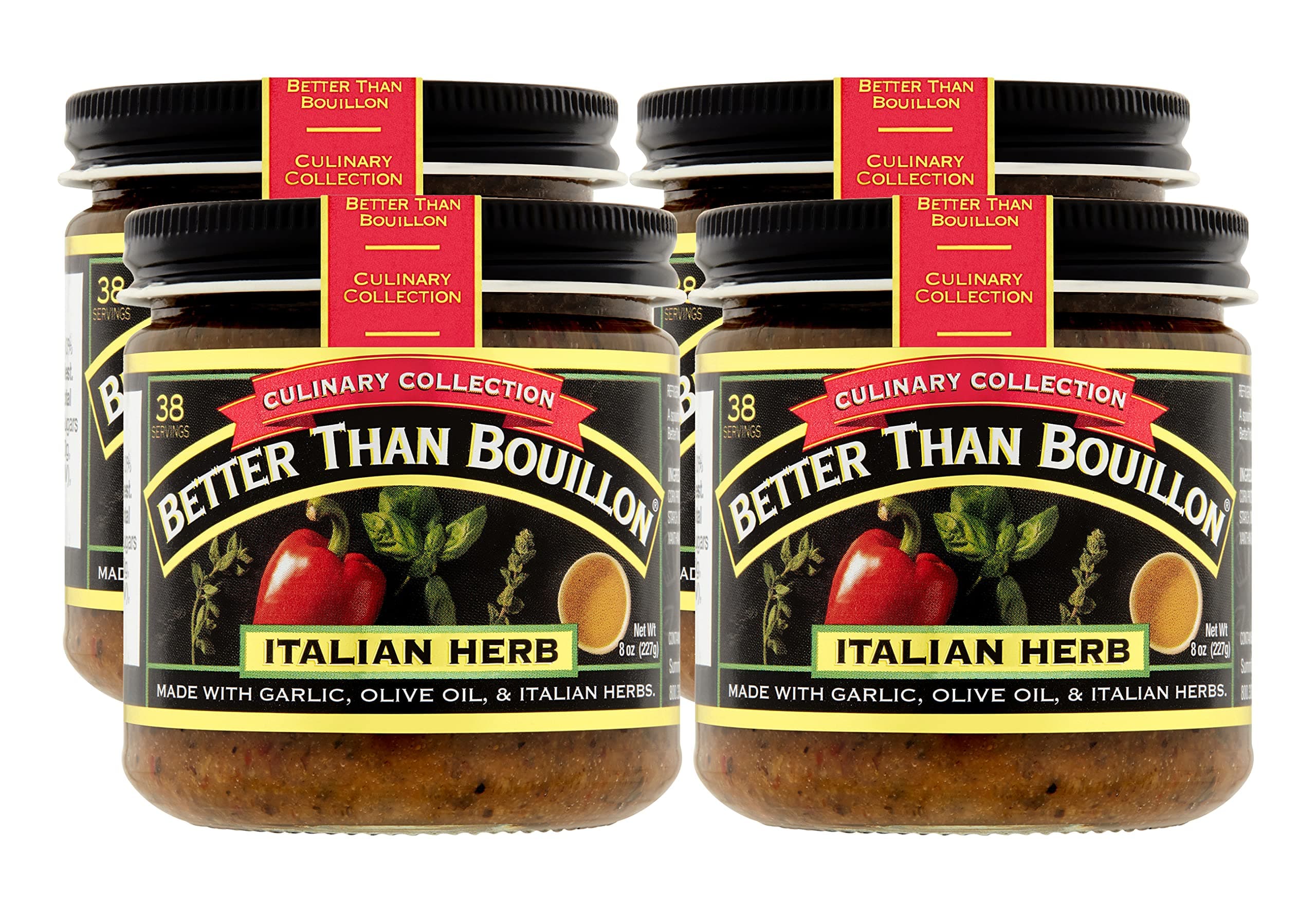 Culinary Collection Base, Italian Herb Base, Contains 38 Servings Per Jar, 8-Ounce Glass Jar (Pack of 4)