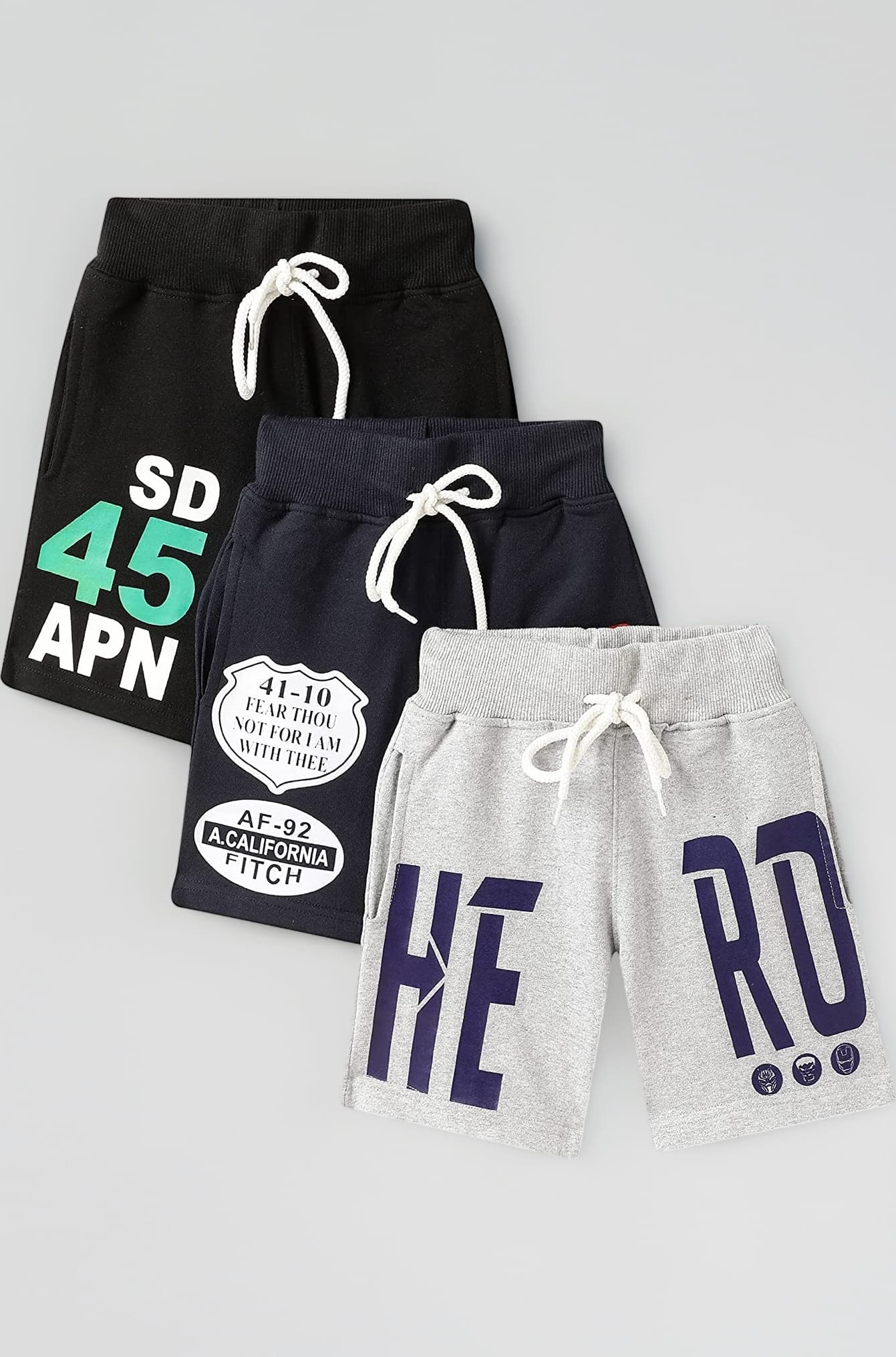 Boys Cotton Printed Shorts with Two Side Pockets (Pack of 3)