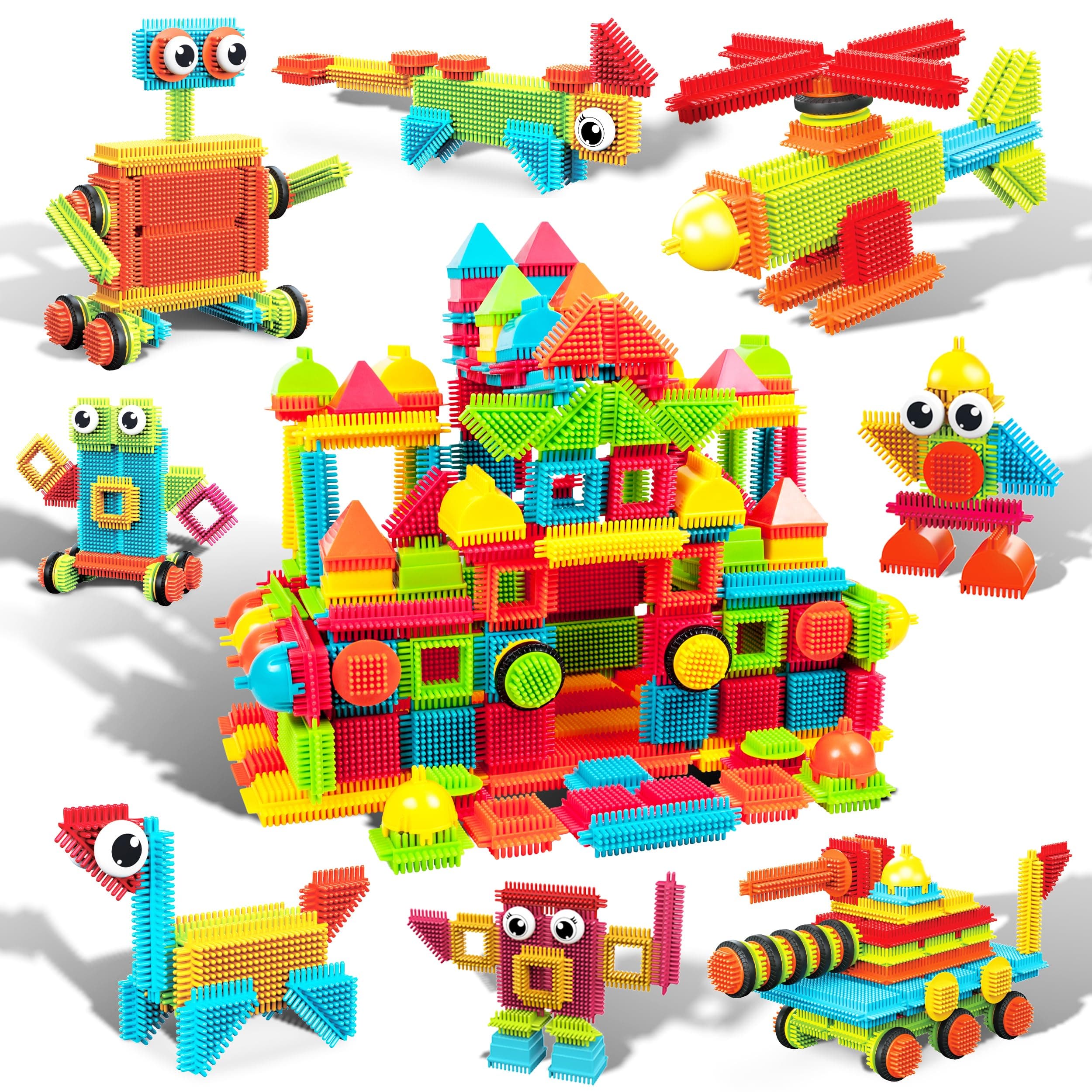 240pcs Hedgehog Interlocking Building Shape 3D Blocks, STEAM Educational, Creative, Fun Construction Playset, Sensory Toy Gift for Preschool and Kindergarten Kids, Ages 3 and Up, PTB240