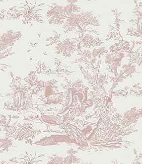 CiCiwind Pink and White Vintage Wallpaper 16" x 197" Peel and Stick Removable Self-Adhesive Vinyl Wallpaper for Bedroom Bathroom
