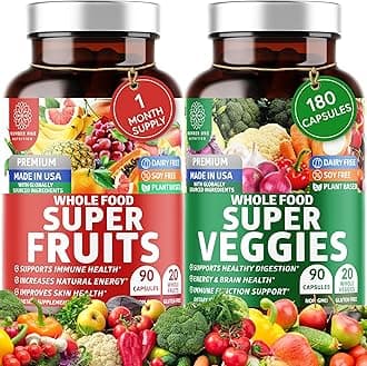 N1N Premium Super Fruits & Veggies Supplement, 180 Caps, Whole Food & Natural Superfood for Women, Men & Kids - Packed with Aloe Vera, Vitamins & Minerals
