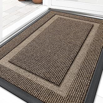 OLANLY Front Door Mat Indoor Outdoor Entrance, Waterproof All-Season, All-Weather Doormat, Sturdy Natural Rubber, Fade Resistant, Low Profile, Easy Clean Patio Porch Entryway Mat, 36x24, Brown