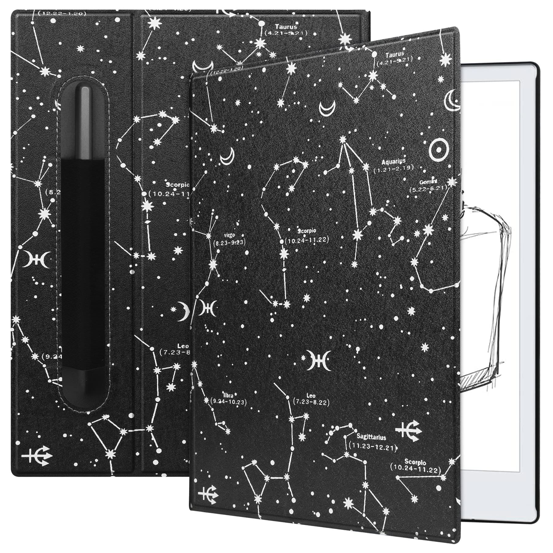 KuRoKo スリム軽量ブックフォリオレザーケースカバー Remarkable 2用 (星座)