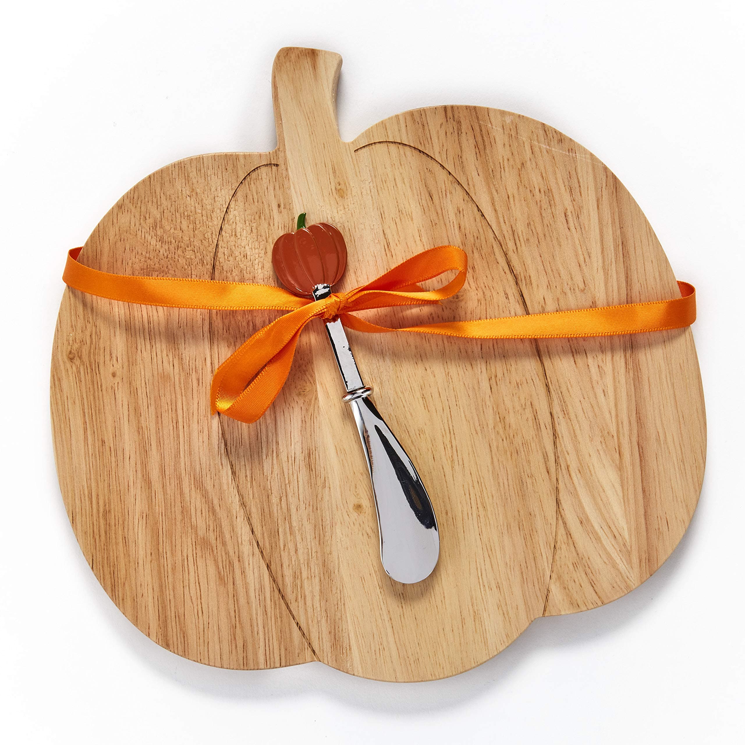 Pumpkin Shaped Cheese Board with Spreader - Autumn Kitchen Accent