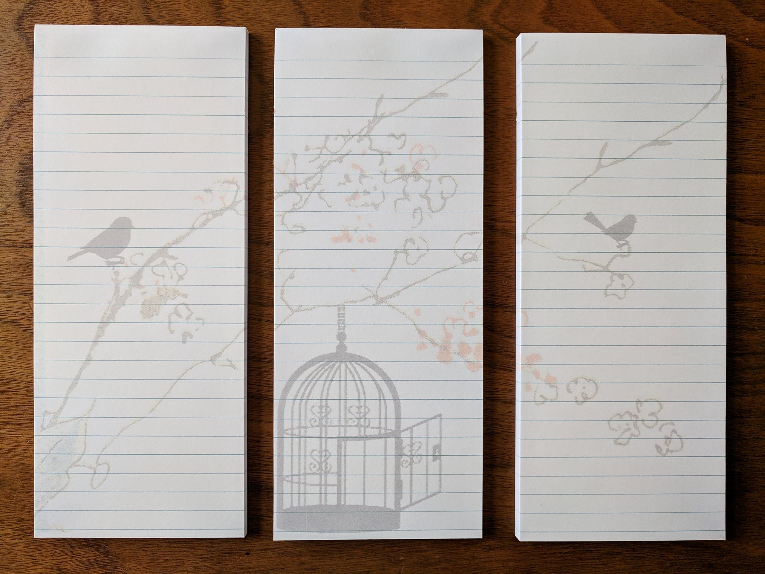 Memo Pads | Notepads - for Shopping Lists, Notes, Reminders, and More - Bird Designs - 3 Pack - 50 Sheets Each Pad - 3.5 x 8.5 Inches - Made in USA