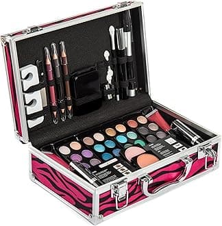 Vokai Makeup Kit Gift Set - 51 Piece - 32 Eye Shadows, 2 Blushes, 2 Lip Glosses, 2 Lipsticks, 2 Eye Liner Pencils, 1 Lip Liner Pencil, 1 Mascara - Case with Carrying Handle