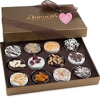 Barnetts Mothers Day Gift Basket, 12 Chocolate Covered Cookies Gourmet Candy Box Baskets for Mother, Mom, Grandmother, Grandma, Prime Food Delivery, Gifts for Him, Her, Wife, Sister, Daughter, Women