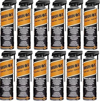 12 x Brunox Turbo Spray 500 ml Lubricant, Corrosion Protection, Contact Spray, Penetrating Oil, Maintenance Spray