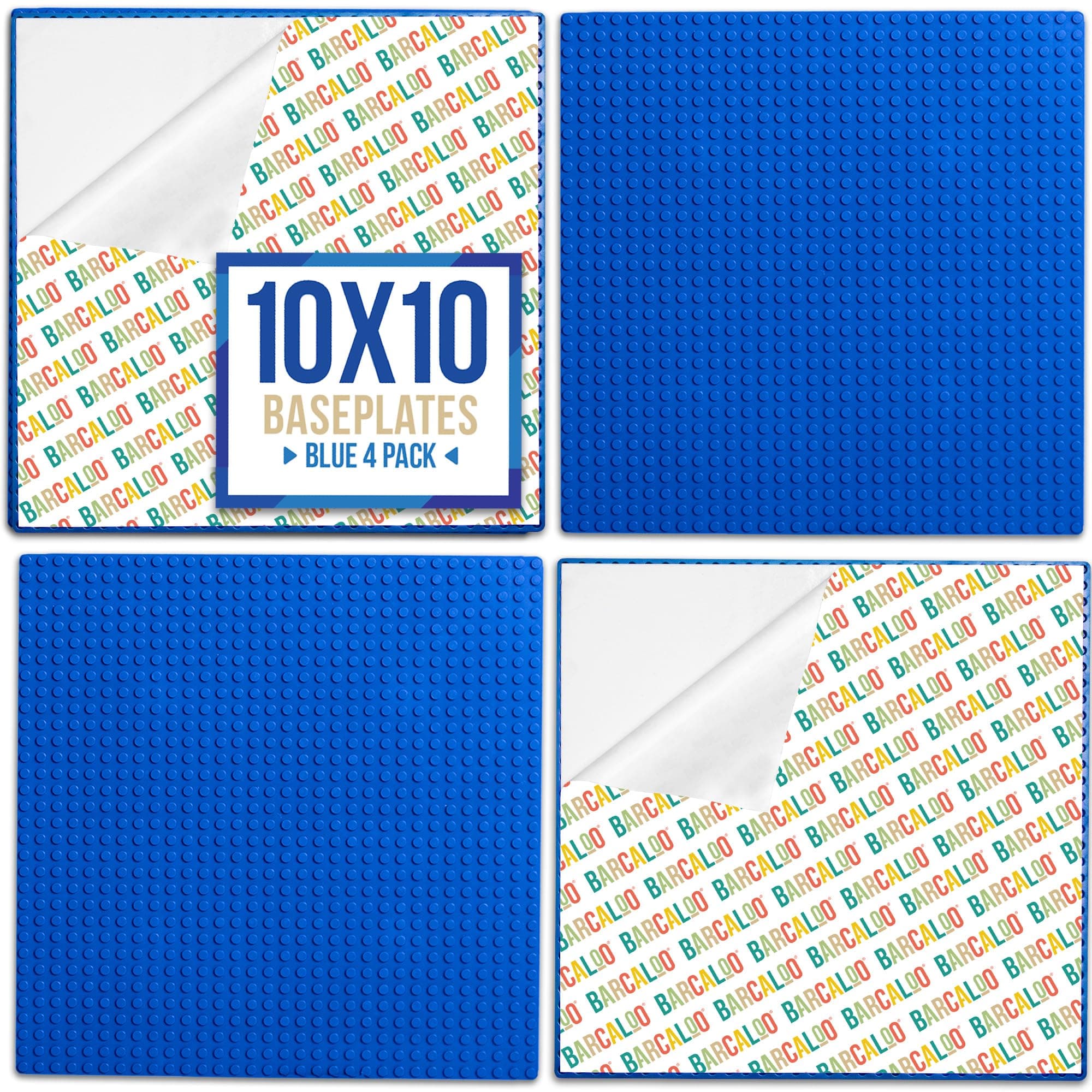 Peel-and-Stick Baseplates - 10 Inch x 10 Inch Baseplate - Blue 4 Pack