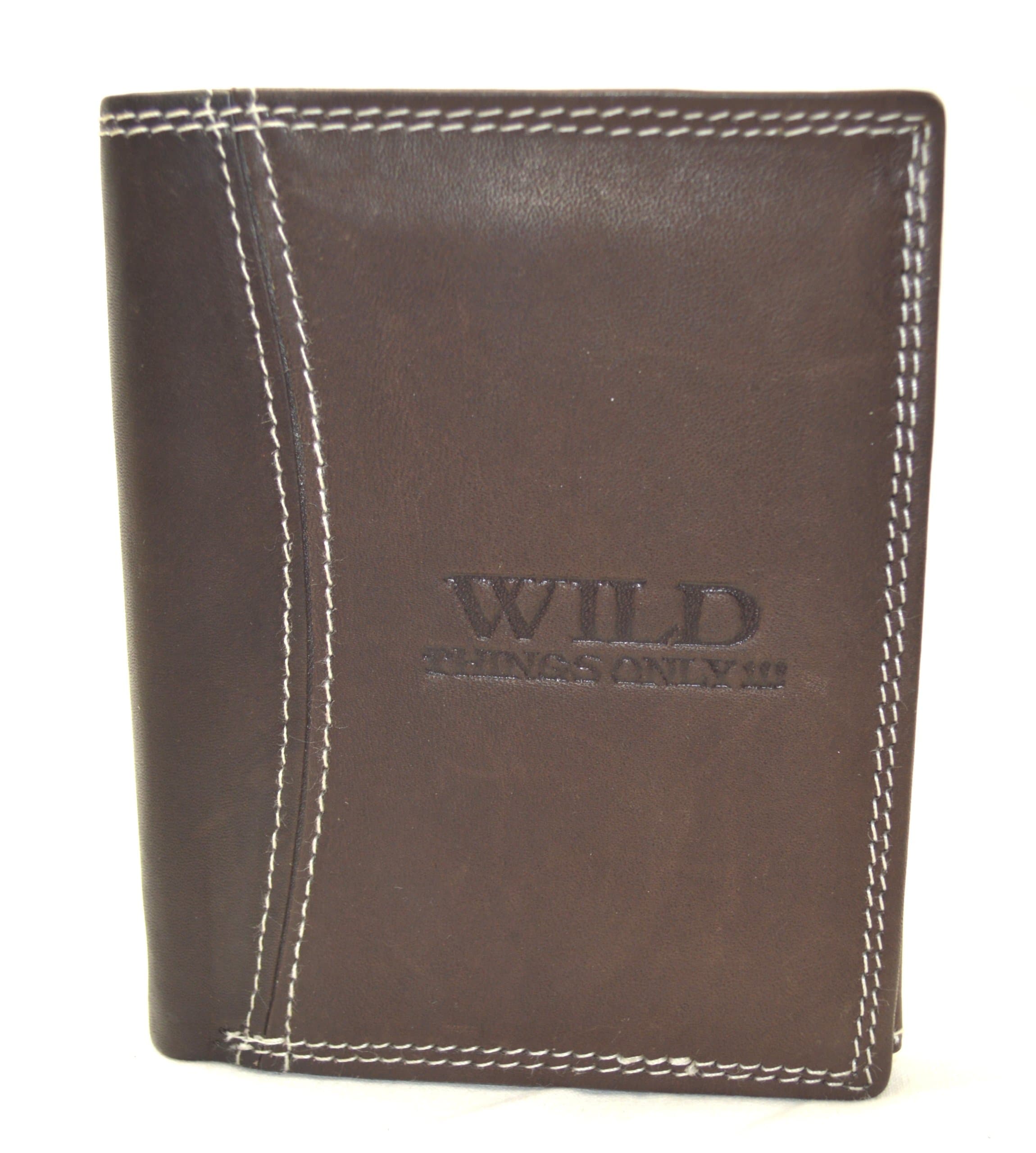 Men's Smooth Pure Leather Wallet Horizontal or Vertical with Double Lock Stitching and No Synthetic Materials - braun hochf