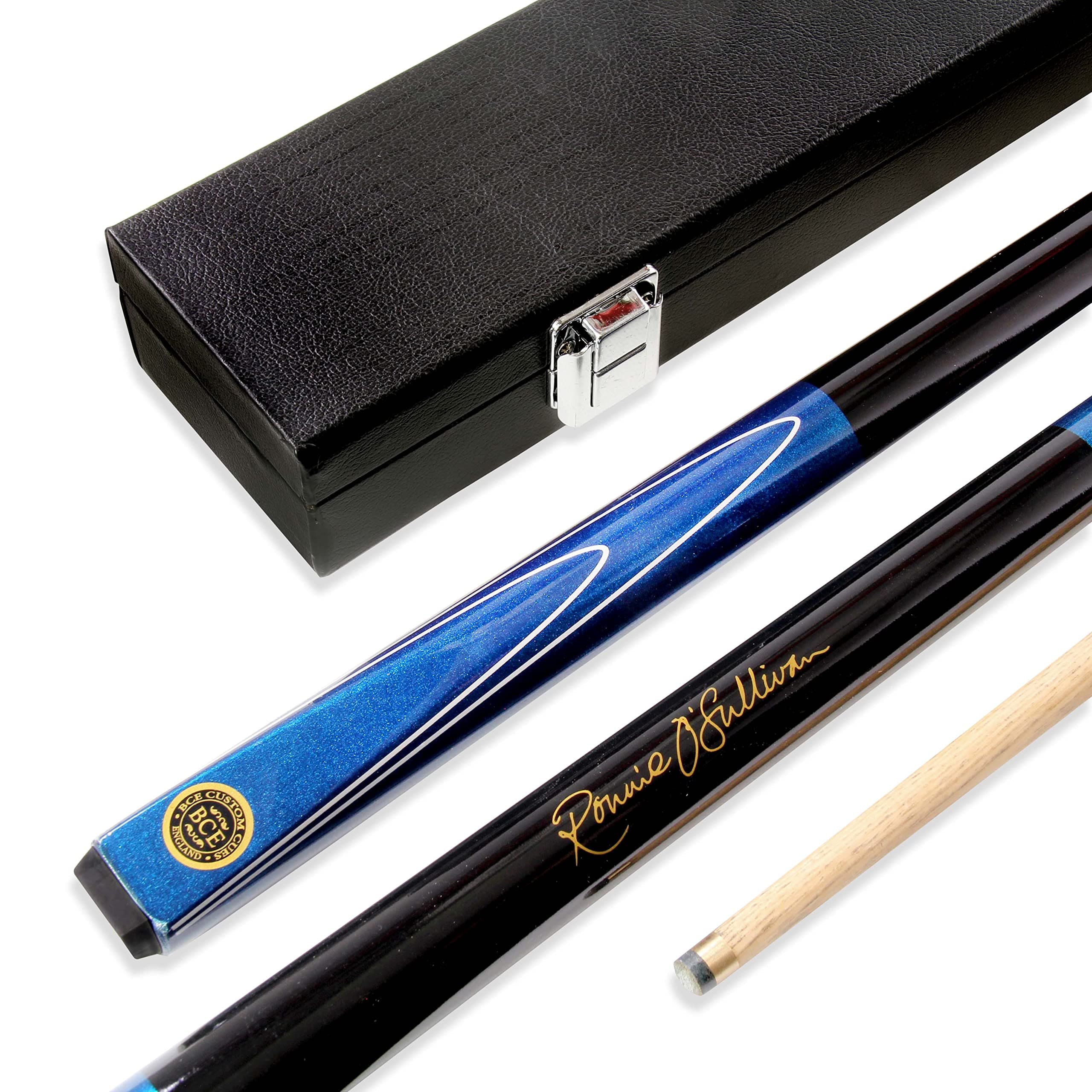 BCE Blue Merlin 2pc Ash Pool Snooker Cue & Hard CASE - 9.5mm Tip