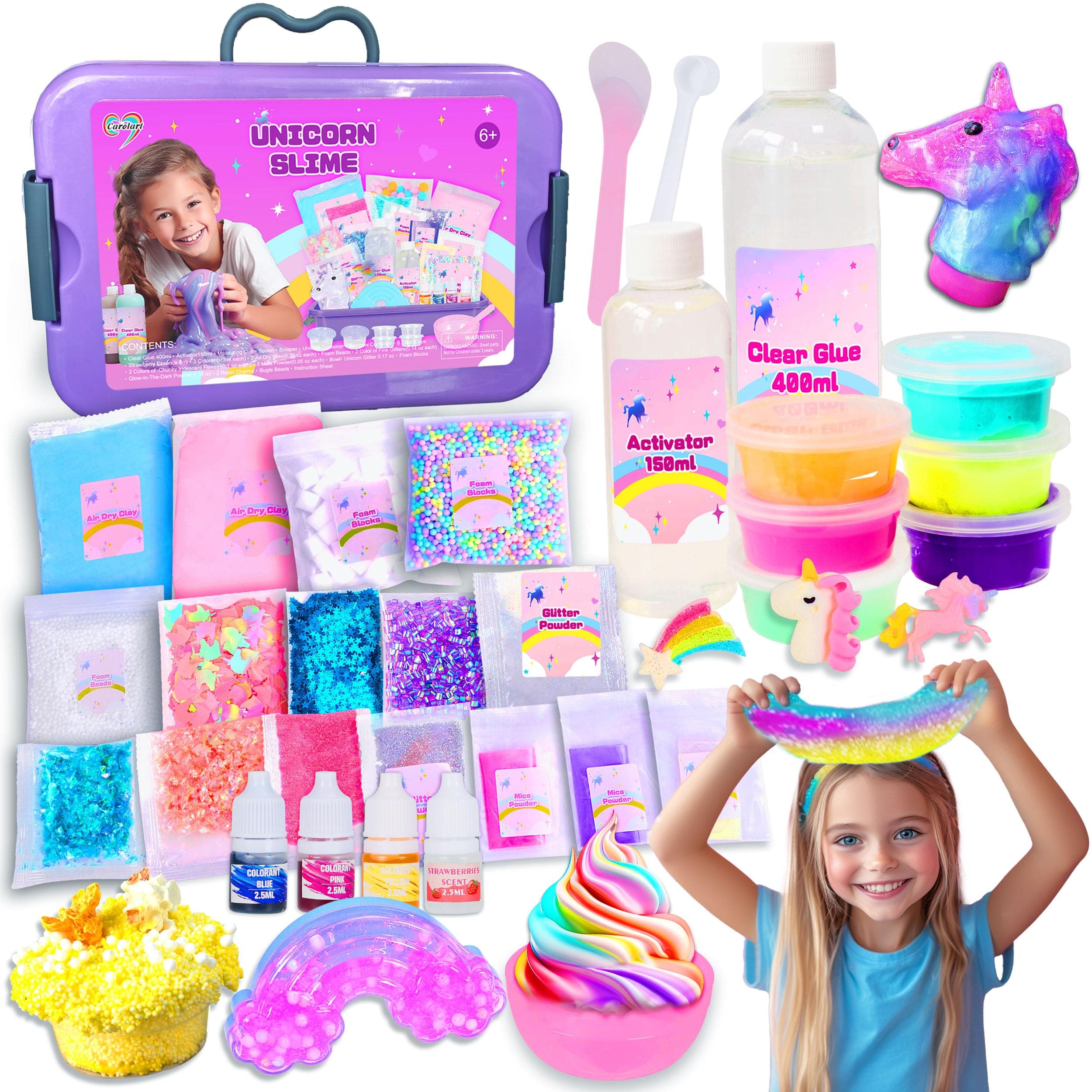 Unicorn Slime Making Kit for Girls - DIY Fluffy Slime Creation Kit with Super Birthday Party Favors