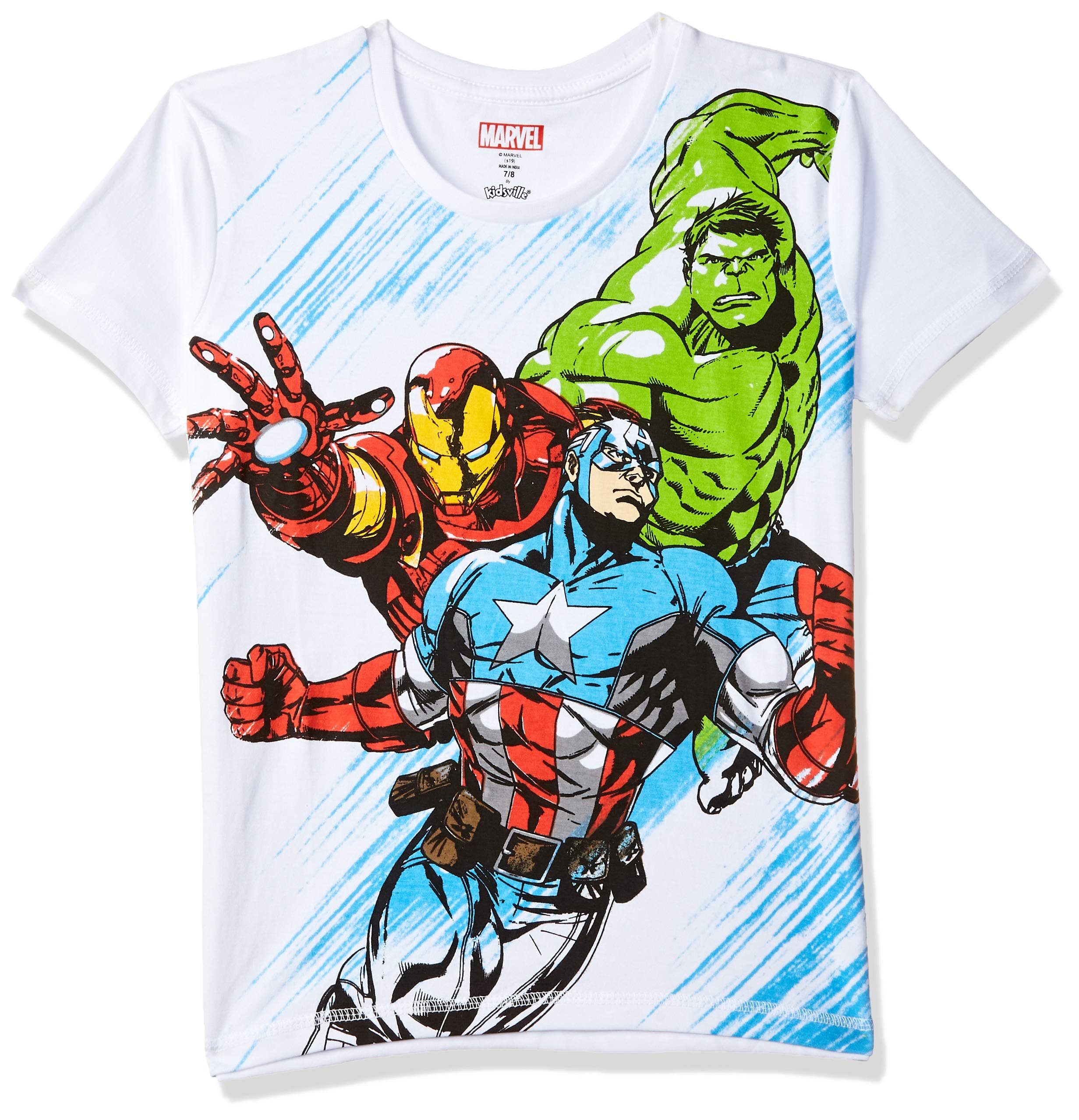 Marvel Shirt Plain Regular Fit Tshirt (STY-18-19-002501_White_7-8 Years 7Y-8Y)