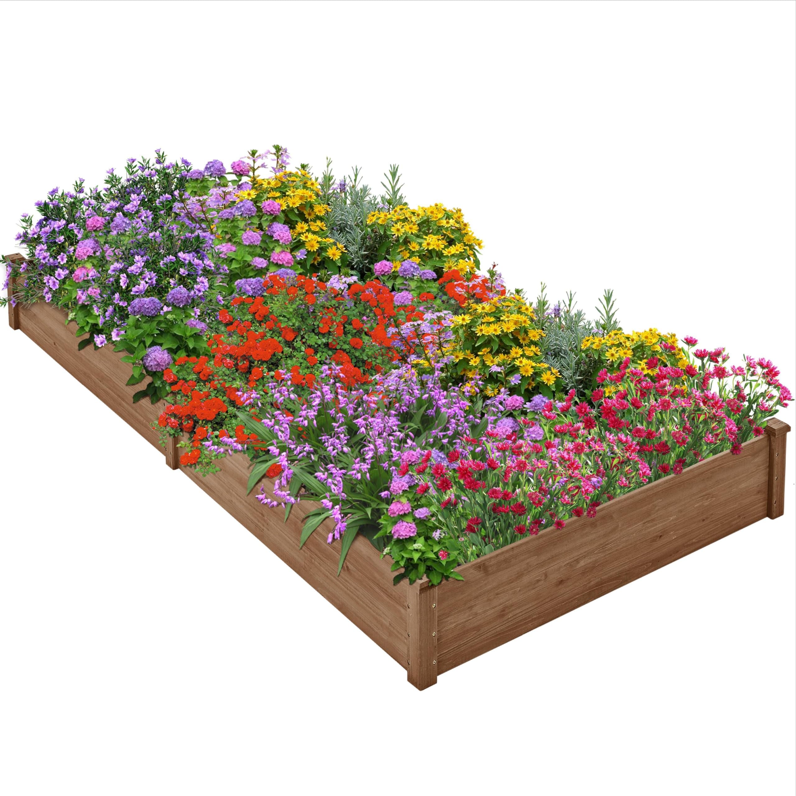 Yaheetech 8×4ft Wooden Horticulture Raised Garden Bed Divisible Elevated Planting Planter Box for Flowers/Vegetables/Herbs in Backyard/Patio Outdoor, 93 x 48 x 10in, Dark Brown