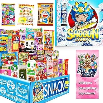 SHOGUN CANDY, 40 Pcs Japanese Snacks and Japanese Candy, Popin Cookin Japanese Snack Box, Kawaii Dagashi Box, (SUSANOO Mystery BOX)