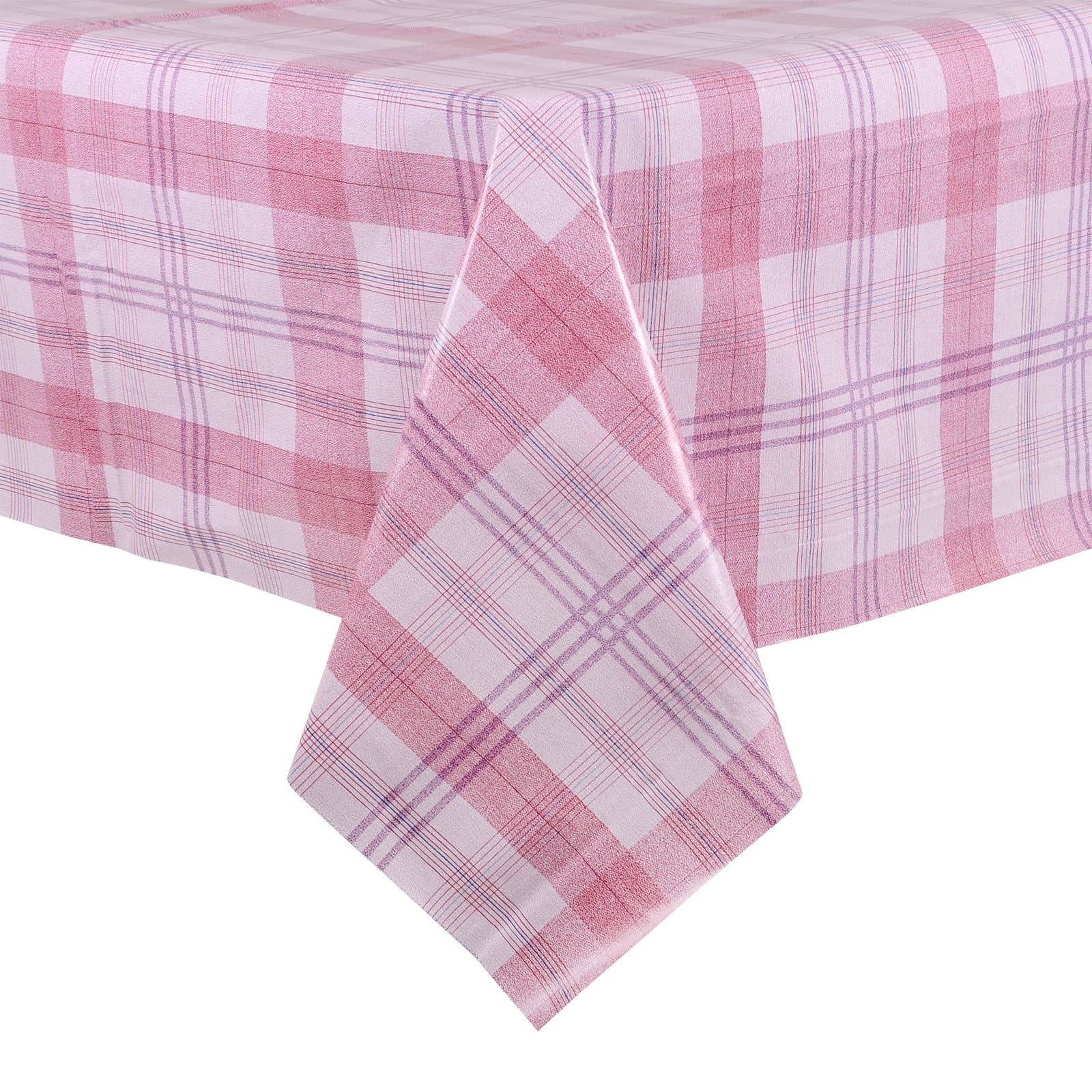 Pink Plaid Wipe Clean PVC Vinyl Tablecloth Table Cover Protector 140x240cm