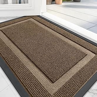 OLANLY Front Door Mat Indoor Outdoor Entrance, Waterproof All-Season, All-Weather Doormat, Sturdy Natural Rubber, Fade Resistant, Low Profile, Easy Clean Patio Porch Entryway Mat, 59x24, Brown