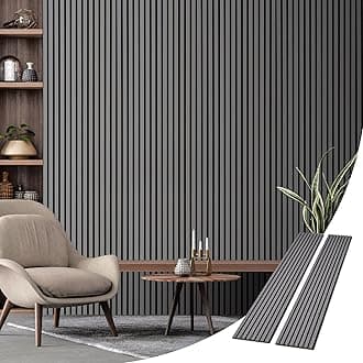 WVH Slatpanel Matte Gray Veneer – Acoustic 3D Textured Wood Panels for Walls & Ceilings | Decorative Panels for Homes, Offices & Studios | 2 x-94.49” x 12.6” | Veneer, MDF, Felt