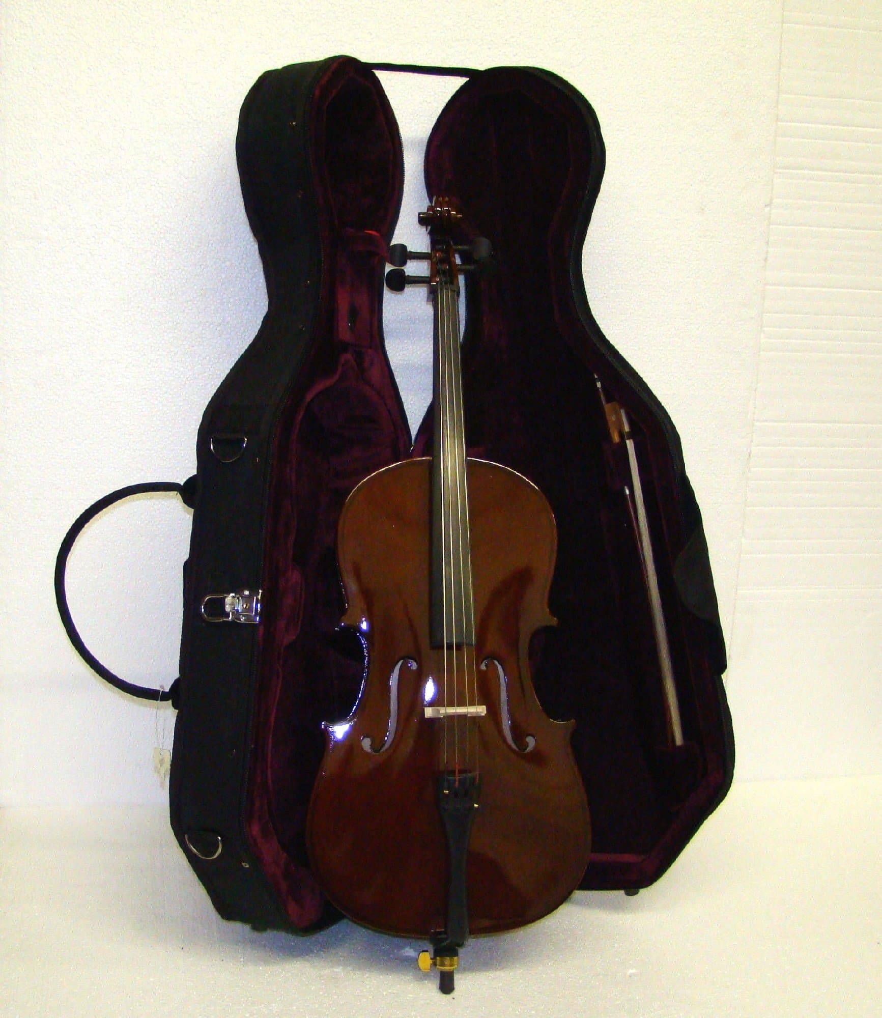 Crystalcello MC150 Full Size 4/4 Cello with Lightweight Case + Carrying Bag + Bow + Accessories