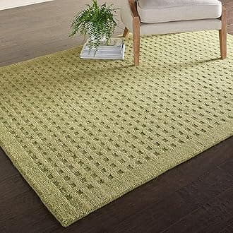 ZARACARPETS; 'can Change The Floor Solid Plain Exported Quality Hand Made Carpets and Rug Size 8x8 Round Diameter (8 by 8 Round) Loop Olive