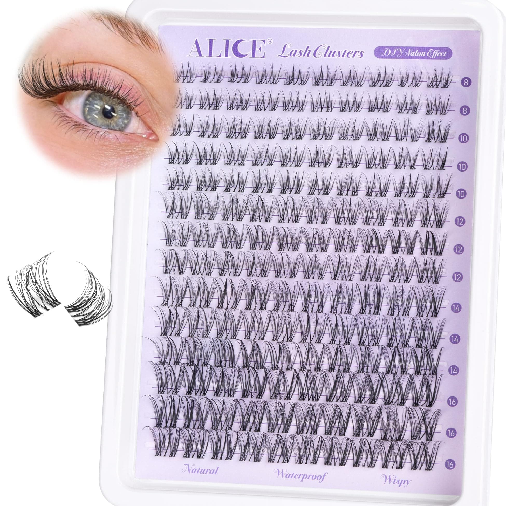 Wispy Cluster Lashes Natural Lash Extensions Waterproof 8-16mm Clear Band Cluster Eyelash Extension C Curl Individual Lashes Cluster Eyelashes by ALICE