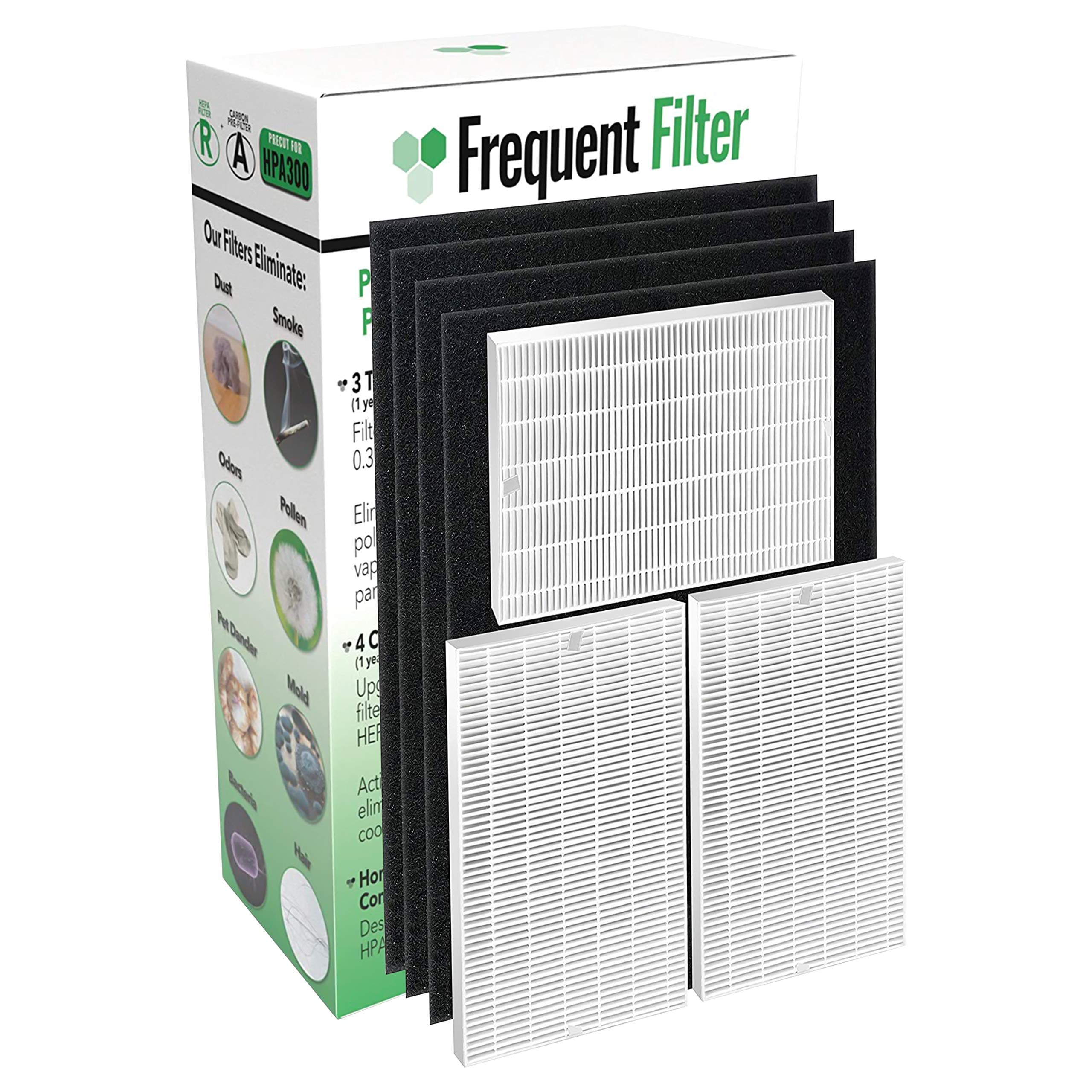 HPA300 Compatible TRUE HEPA Filter Set. 3 Pack + 4 Precut Activated Carbon or Charcoal Pre-Filters. Compatible Replacement for Type R & PreFilter A, HRF-R3, HRF-R2, HRF-R1, HRF-AP1