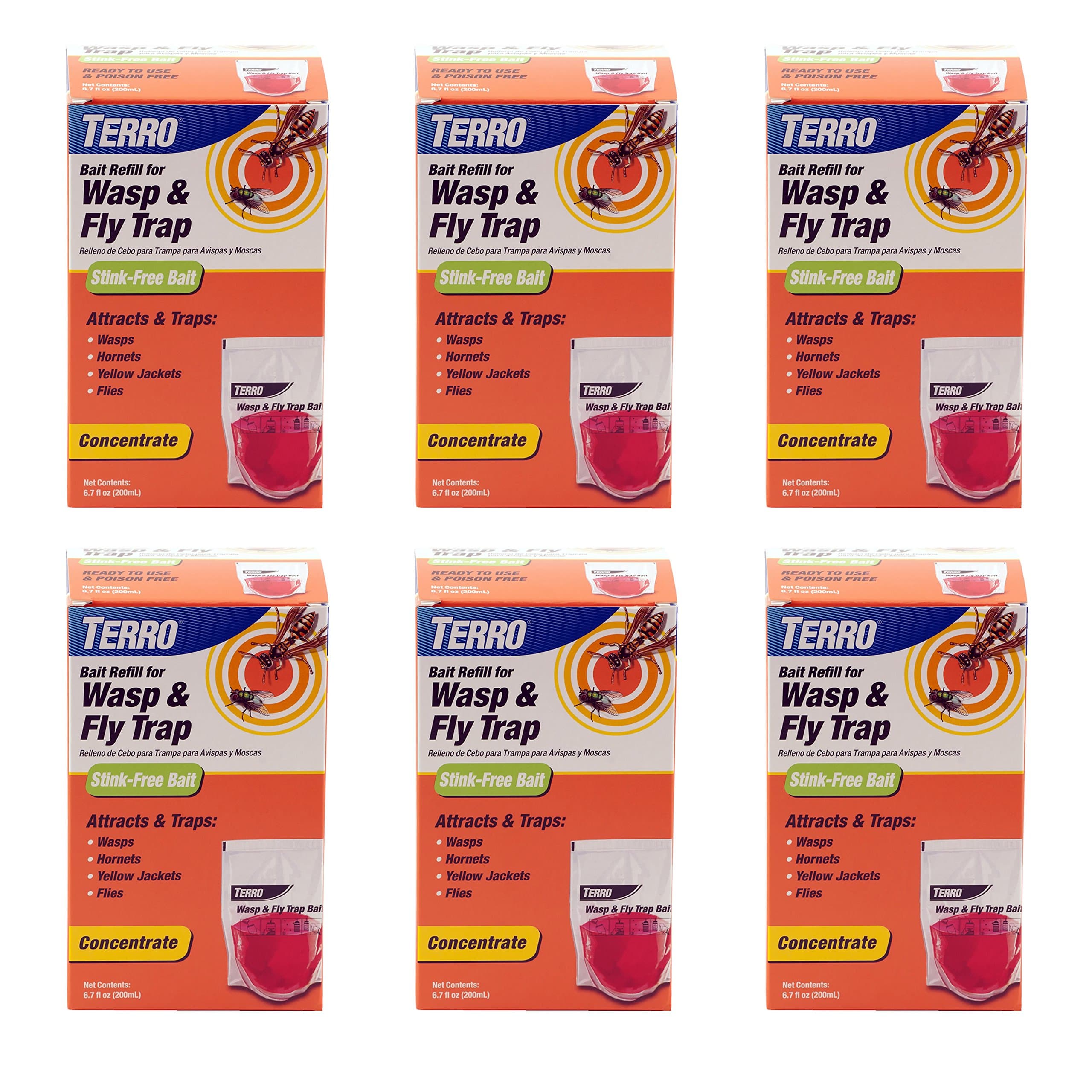 Terro T513 Wasp & Fly Trap “ Refill-6 Pack,Red