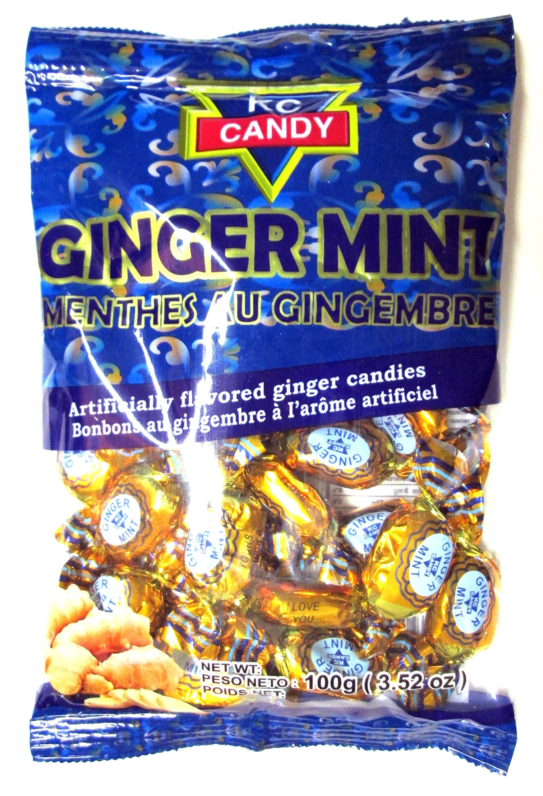 KC Candy Original Ginger Mint Candy (Pack of 3) 3.2 oz Bags