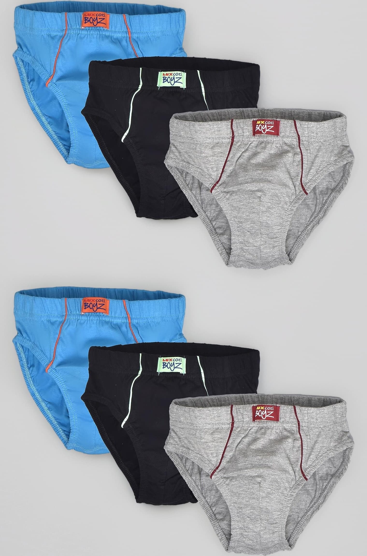 Boy's Pack of 6 Multicolor Super Combed Cotton Inner Elastic Solid Brief with Ultra Soft Waistband (Size : 70cm)