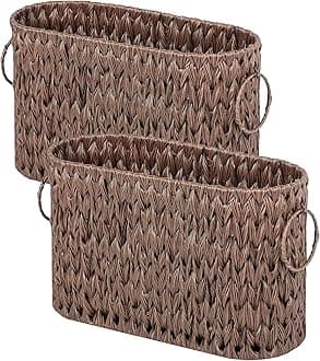 GRANNY SAYS Toilet Paper Storage, 2-Pack Toilet Paper Basket for Bathroom, Toilet Paper Holder With Storage, Toilet Paper Organizer for 6 Mega Rolls, Waterproof Bathroom Storage Baskets, Brown