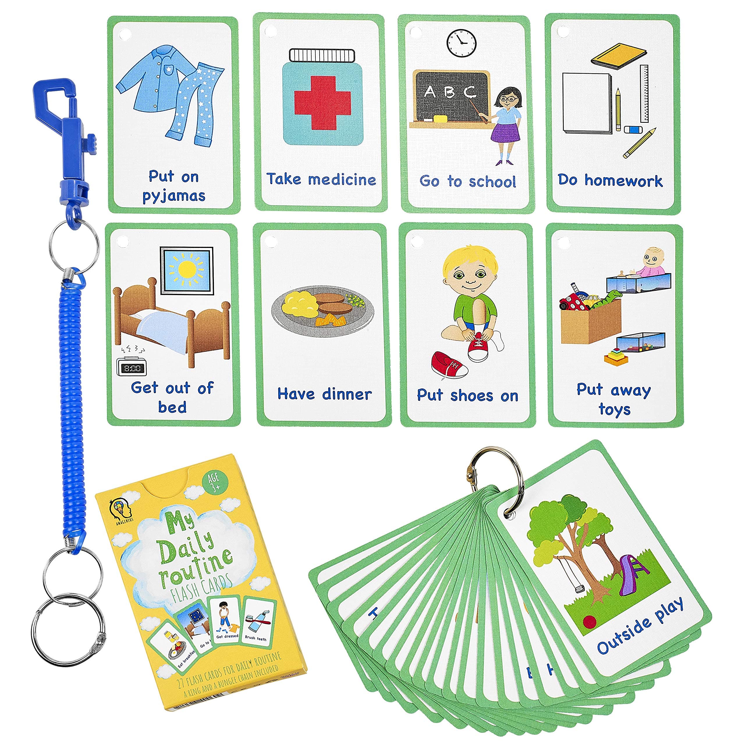 My Daily Routine Cards 27 PECS Flashcards for Visual aid Special Ed, Speech Delay Non Verbal Children and Adults with Autism or Special Needs