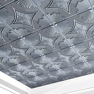 Art3d Drop Ceiling Tiles 24x24 in Grey (12-Pack, 48 Sq.ft), 3D Wainscoting Panels Glue Up 2x2