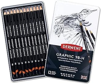 – Set of 12 Graphic Pencils in Soft Degrees 9B-H, Professional Quality Graphite For All Artists – Beginners & Professionals, Suitable For Sketching, Drawing, Shading, Drafting and Illustrations
