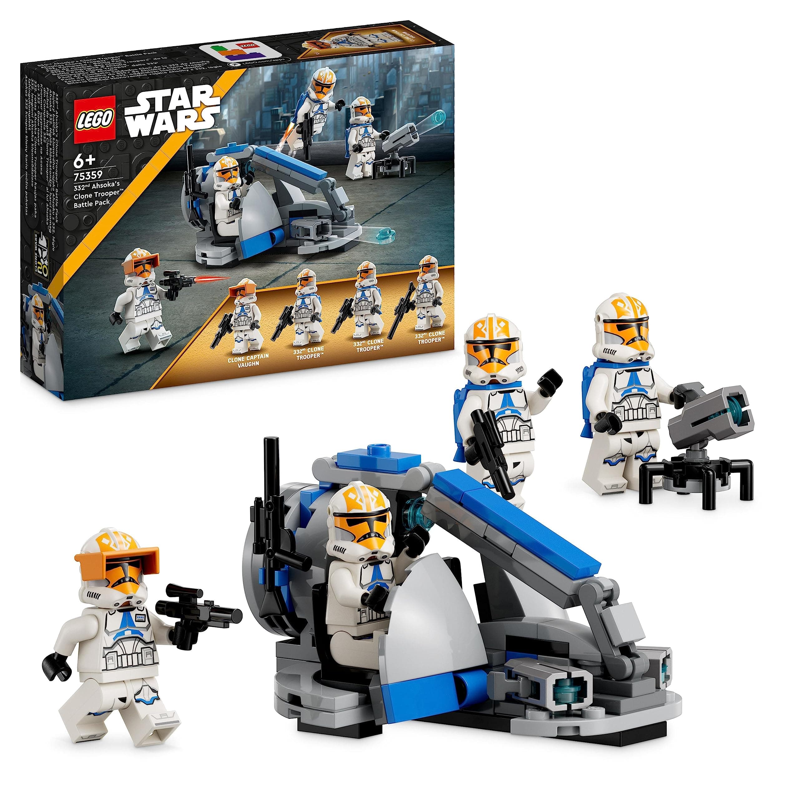 Star Wars 332nd Ahsoka's Clone Trooper Battle Pack, The Clone Wars Building Toy Set for 6 Plus Year Old Boys & Girls, with Stud-Shooting Speeder Vehicle and Minifigures, Small Gift for Kids 75359