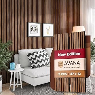 Avana Acoustic Wood Wall Panels – 47.2X12.6 Technical Wood Veneer 4 Acoustic Panels Set Of 2 – Wall Panels For Interior Wall Decor For Homes, Offices, Studios – Sturdy And Durable Wood Panels For Wall