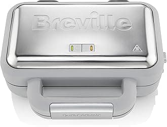 Breville DuraCeramic Waffle Maker | Non-Stick and Easy Clean Waffle Iron with Deep-Fill Removable Plates | White and Stainless Steel [VST072]