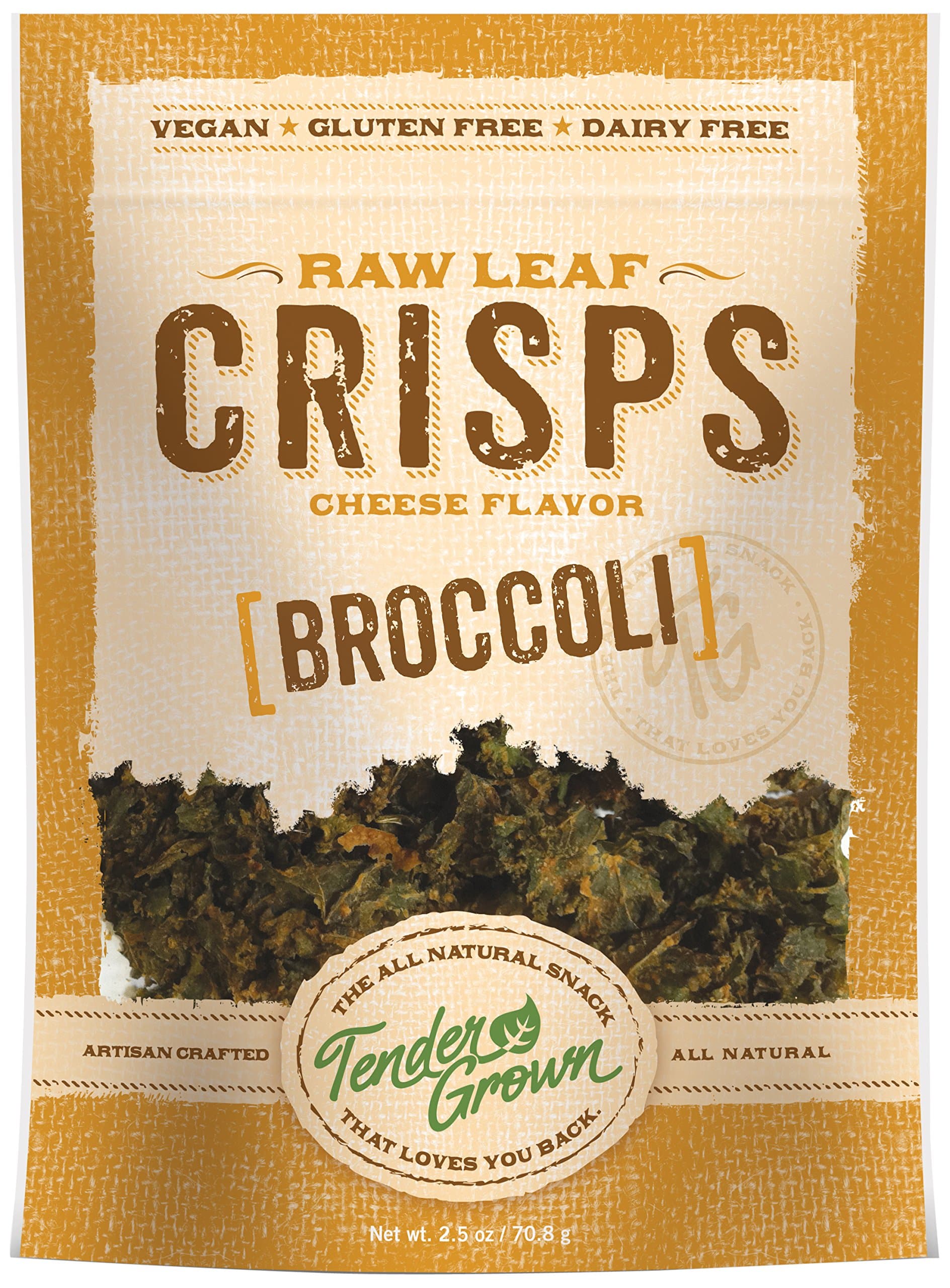 Tender Grown Crisps Raw Leaf Broccoli Cheese, 2.5 Ounce