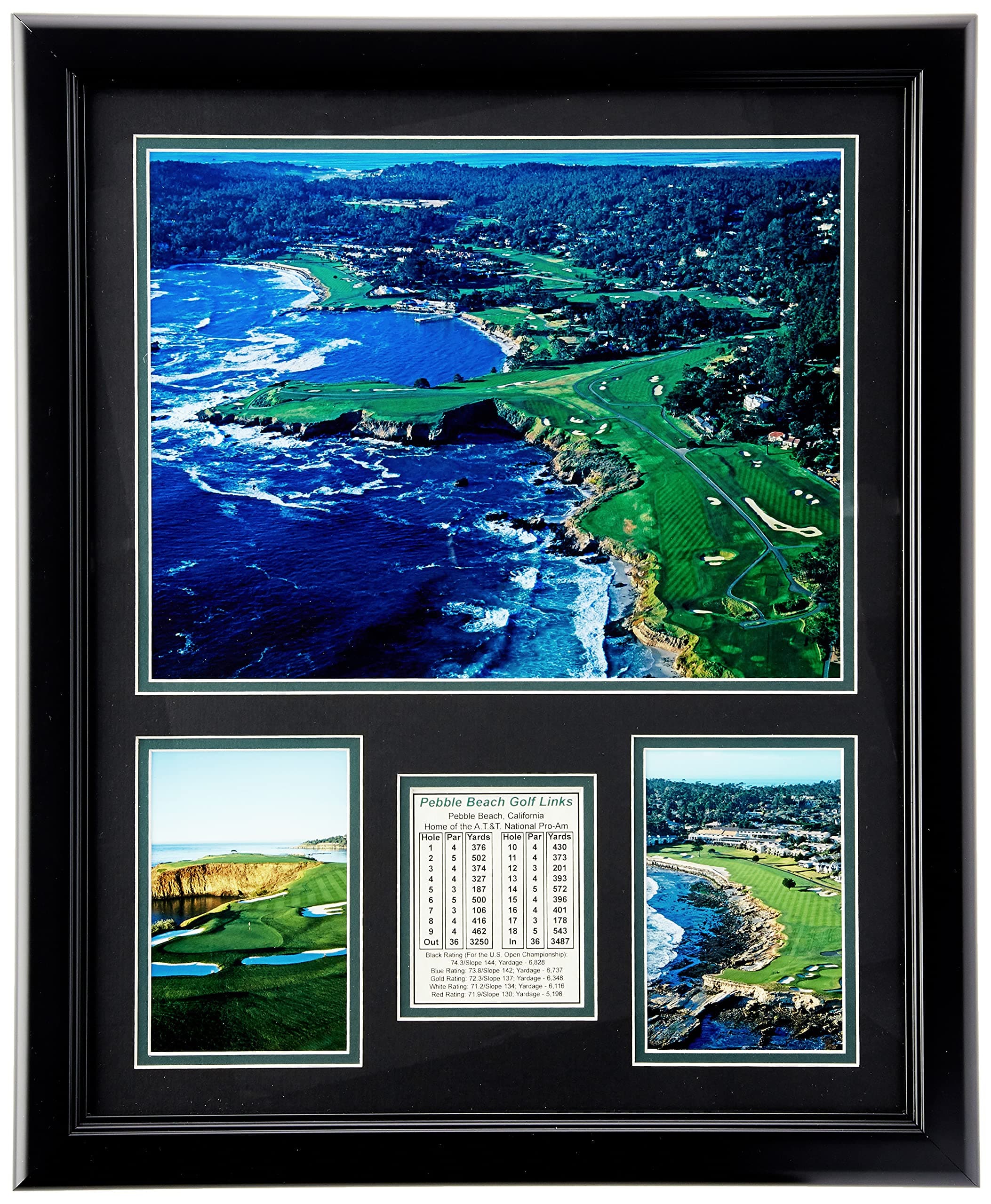 Legends Never Die Pebble Beach Golf Course- The U.S. Open Collectible | Framed Photo Collage Wall Art Decor - 12"x15" |