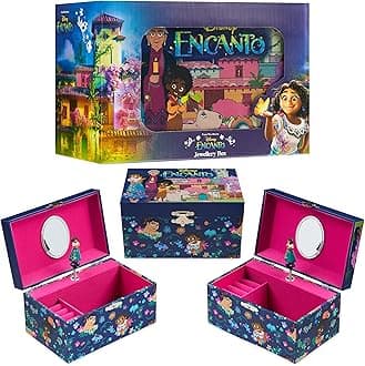 Disney Encanto Musical Jewellery Box for Girls Princess Frozen Storage Box with Spinning Mirabel The Little Mermaid Ariel Elsa Music Box, Gifts for Girls (Multicolour Encanto)