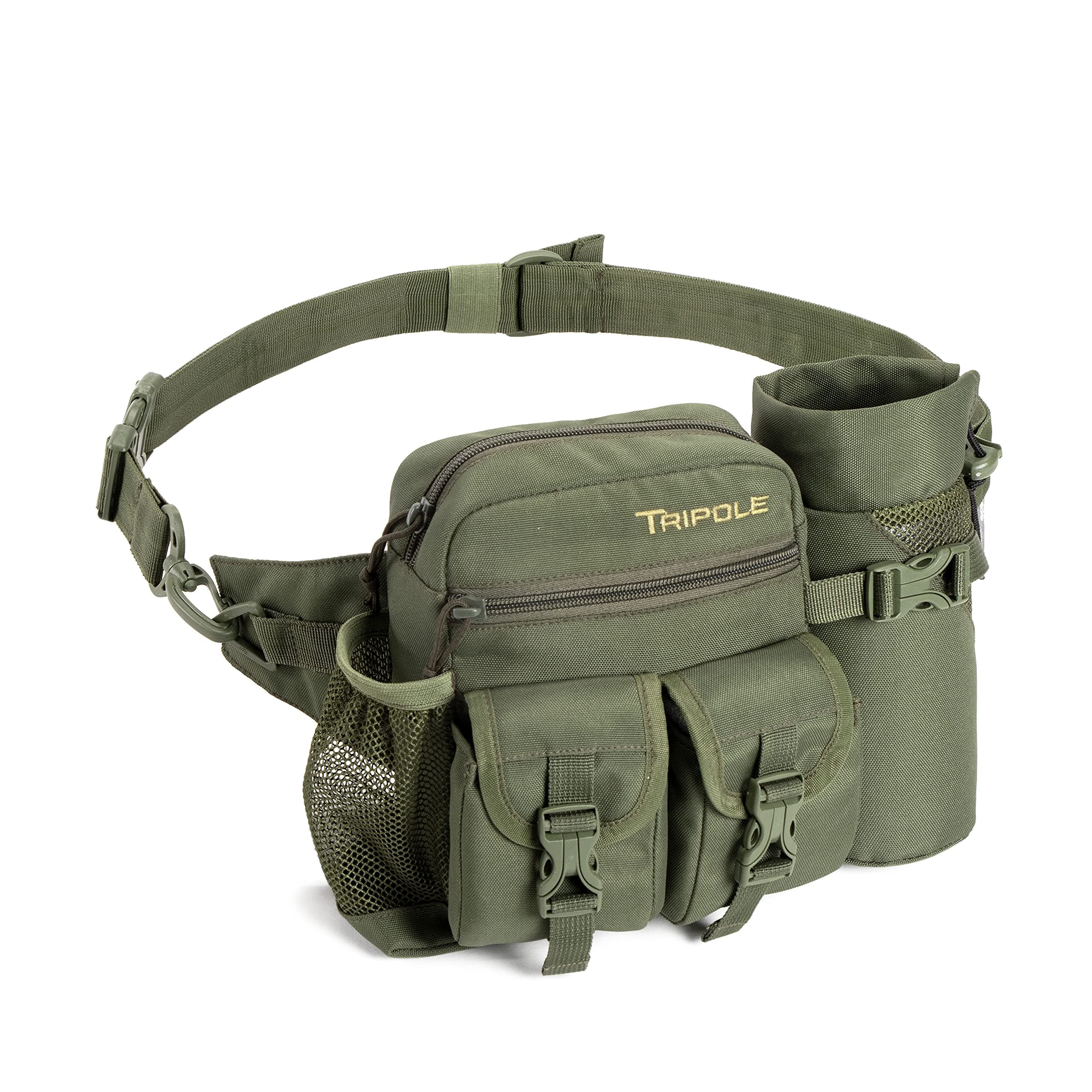 Polyester Multi-Utility Waist Pack and Sling Bag with Detachable Bottle Holder (Army Green)