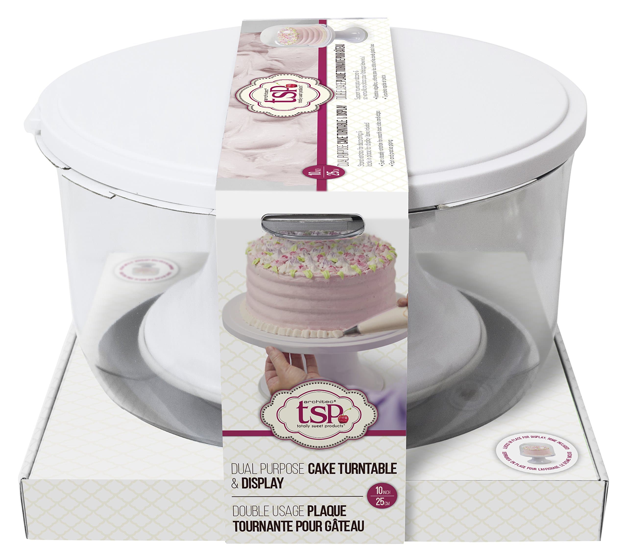 TSP by Architec Cake Decorating Turntable & Display, 3 tools in 1 Cake Stand, Decorate, Serve & Store