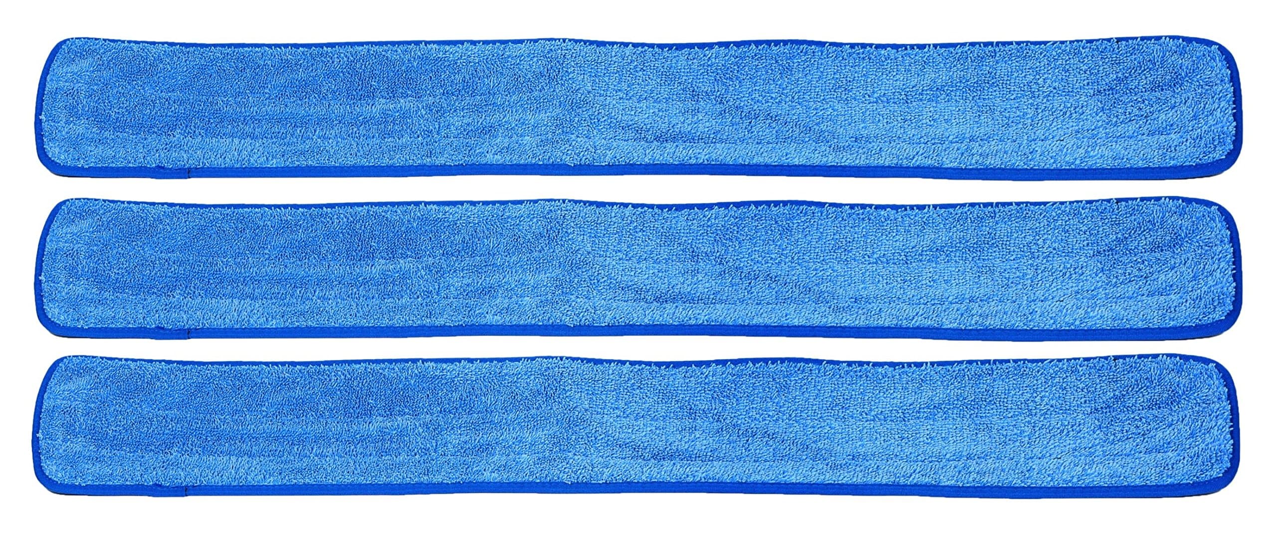 Real Clean 48 inch Microfiber Wet Mop Blue Refill Pads for Flat Mop Frames (Pack of 3)