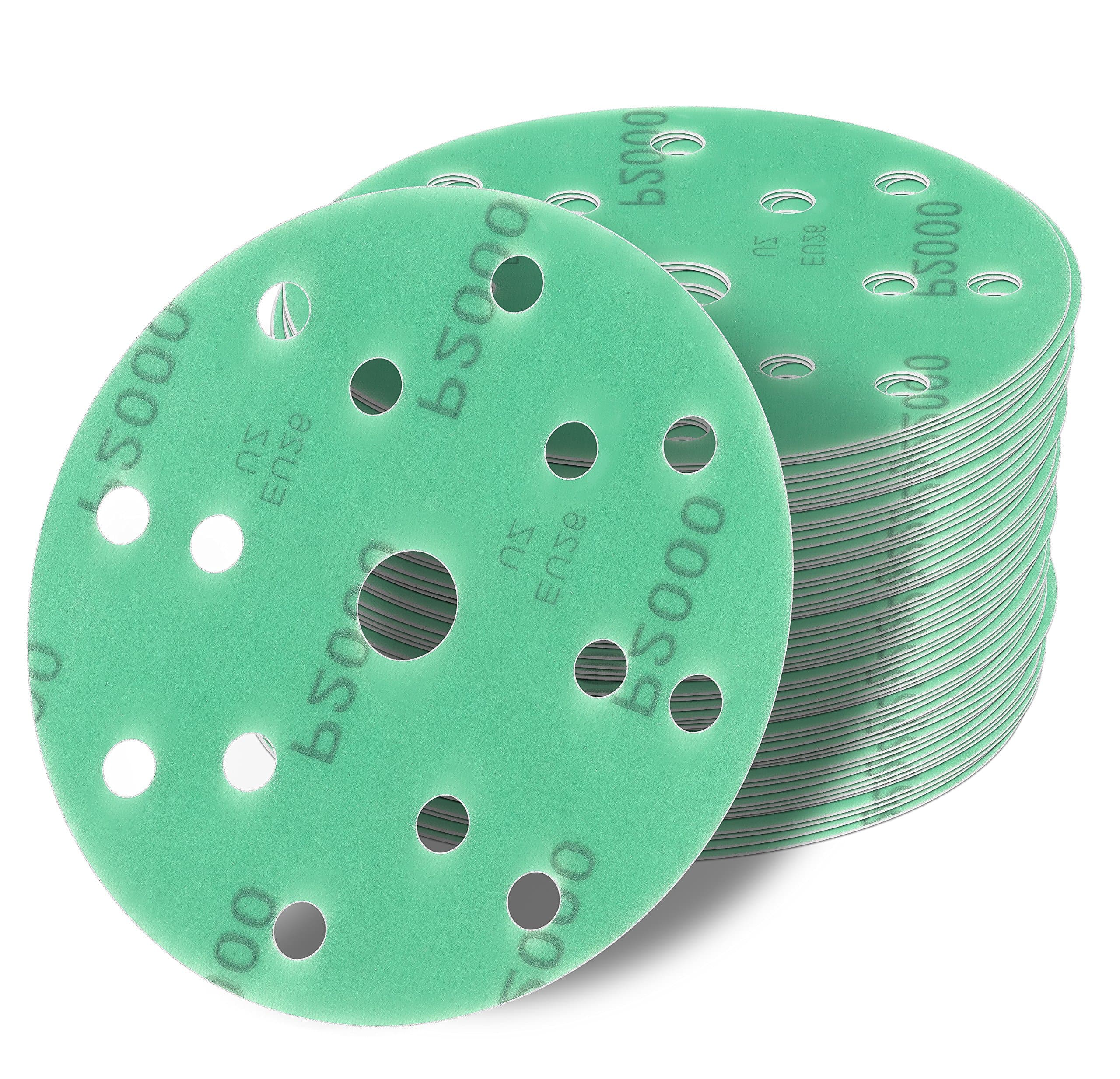 Velcro-backed sanding discs, diameter 150 mm, Grit per 8 x 2000, 1500, 1200, 1000, 800, 400, pack of 1000, random orbital sanders, 15 hole
