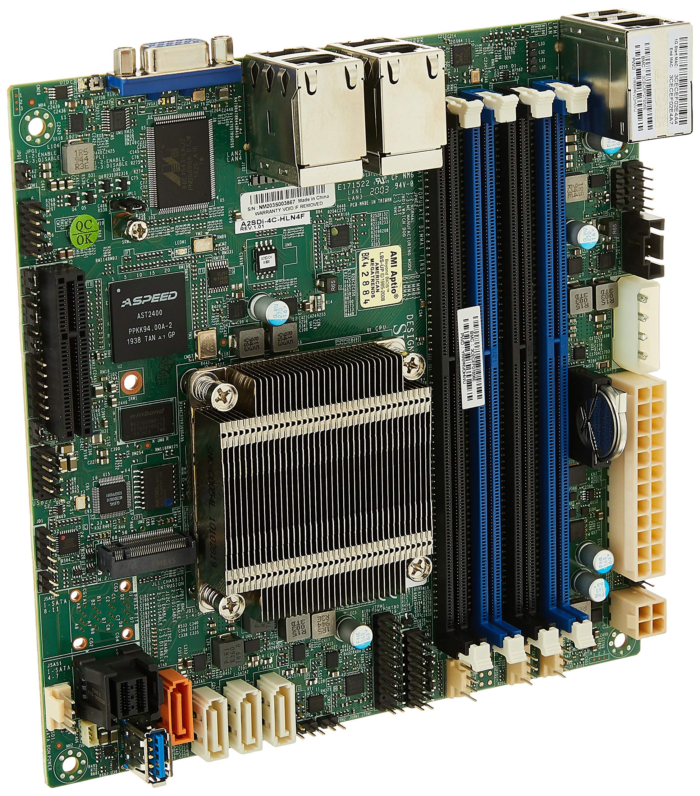 Supermicro A2SDi-4C-HLN4F - Motherboard - Mini ITX - Intel Atom C3558