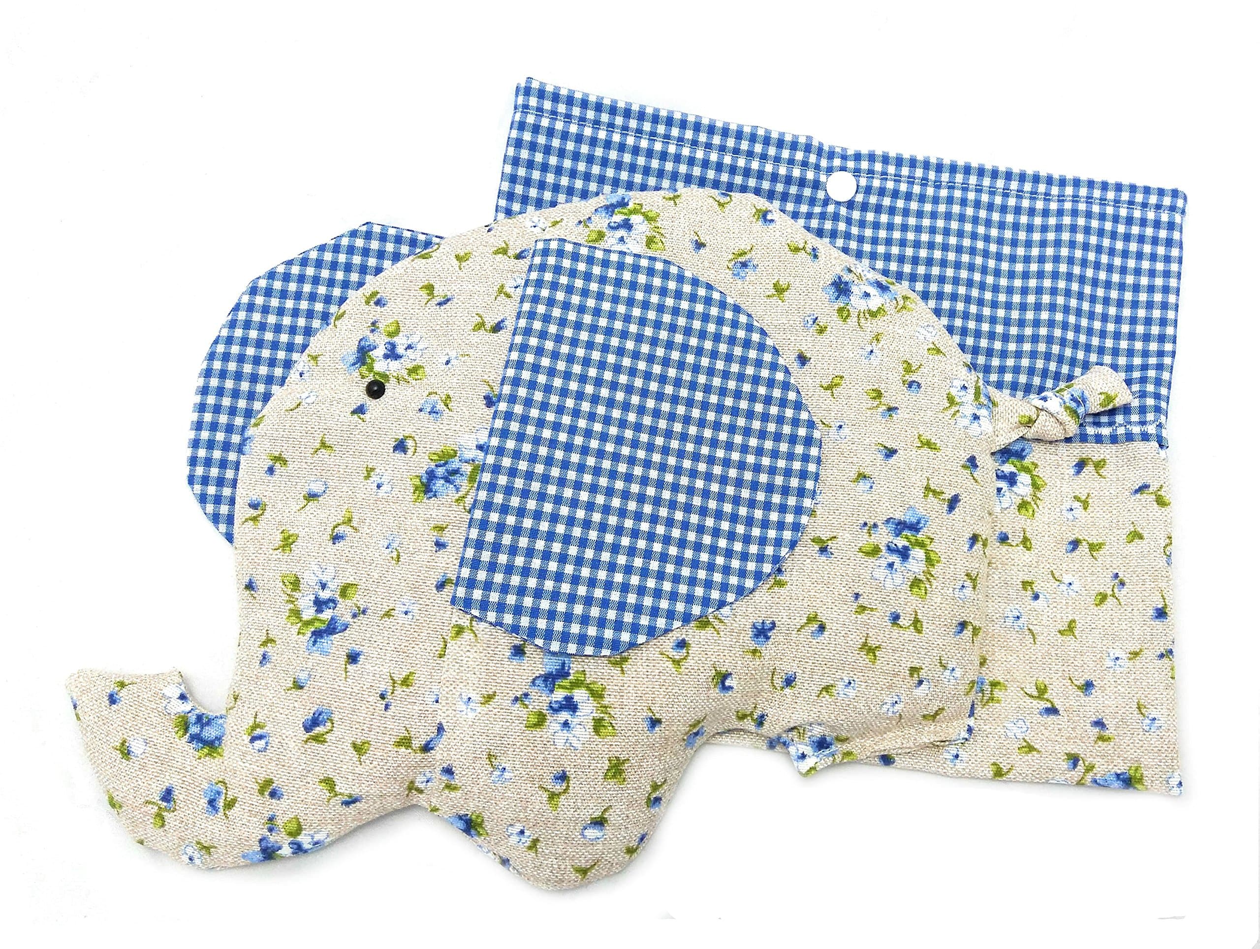 Wheat and Lavender Seed Thermal Bags with Elephant Shape (Different Colours to Choose From) blue