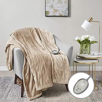 Electric Blanket for Bed Twin Size, Soft Micro Plush Heated Blankets | Machine Washable with 20 Heating Levels & 10 Hours Auto Shut Off, Single Controller | 62x84 Inch, Tan