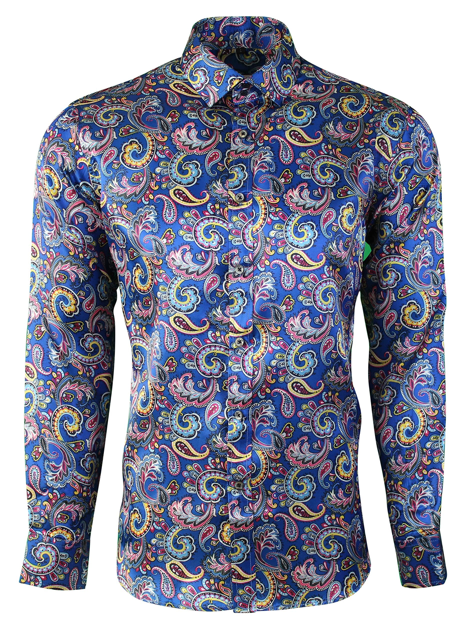 Dominic StefanoMen's Shirts Button Down Luxury Satin Printed Patterned British Tailored Long Sleeve Party Casual Fancy Formal Men's Dress Shite Shirts