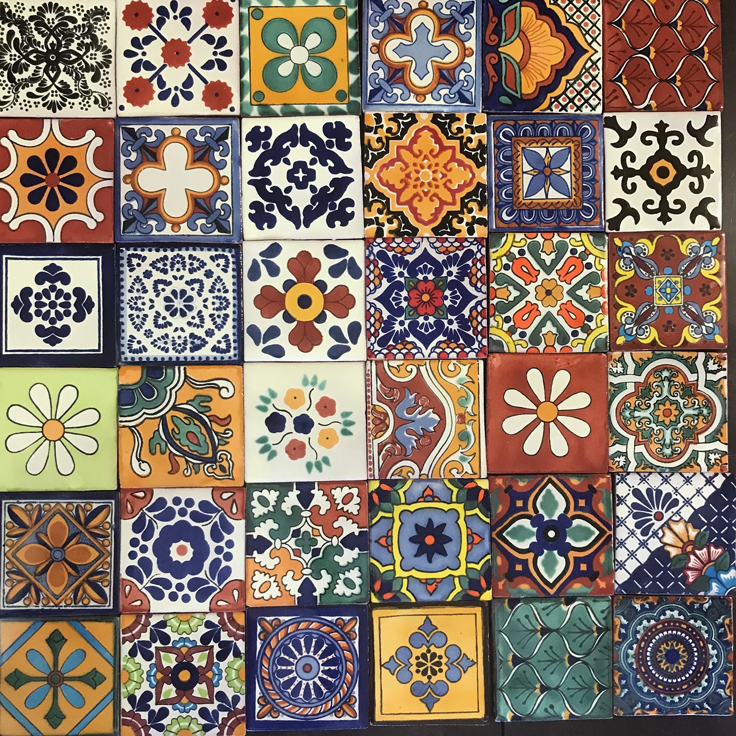 [New 2022] 36 Mixed Designs Ceramic Mexican Tile 4x4 First Quality no Seconds!