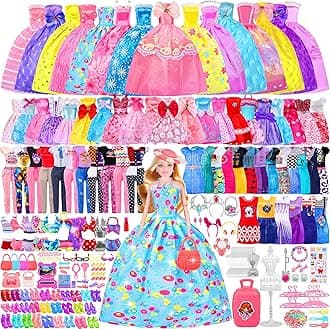 GOLMUDGirls Toy 342 PCS Doll Clothes and Accessories ,Birthday Gifts Compatible with 11.5 Inch Dolls，5 Dresses, 3 Gowns, 8 Midi Skirts, 3 Pants, 10 Pairs of Shoes for Girls Aged 3+
